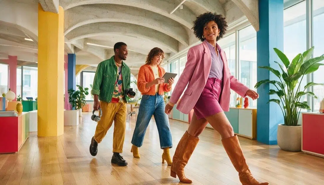 A creative team collaborating in an office